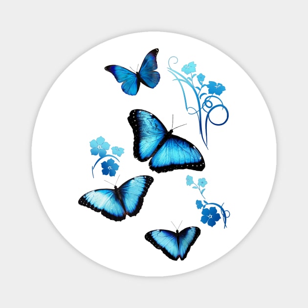 Hydro Flask stickers - ocean blue butterfly and flowers | Sticker pack set Magnet by Vane22april